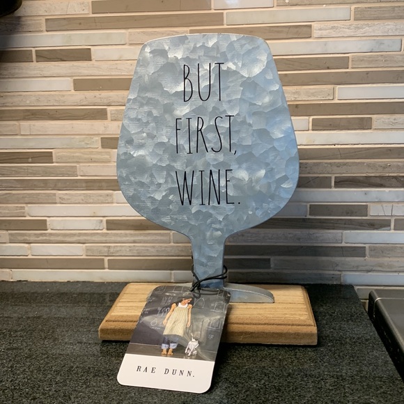 Rae Dunn BUT FIRST WINE wooden decoration accents NEW - Picture 4 of 5
